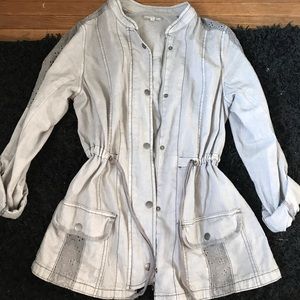 Grey zip up sinched waist jacket